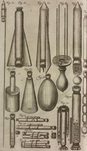 Pyrotechnische Raketen und Instrumente, Gravur aus Grand Art d