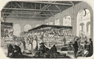Quai des Augustins: Marche de la Vallée - Gravur in „Tableau-de-Paris“ von Edmond Texier