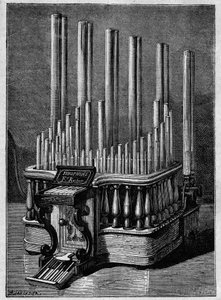 Seltene oder imaginäre Instrumente: Das Pyrophon oder „singende Flammen“ von Frédéric Kastner (Instrument, das durch Gasstrahlen Flammen erzeugt) von Unknown artist