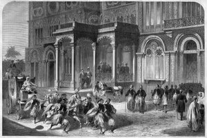 Empfang durch den Vizekönig von Ägypten Ismail Pascha (1830-1895) des Generalkonsuls des Norddeutschen Bundes. Gravur in „Das Illustrierte Universum“ von Unknown artist