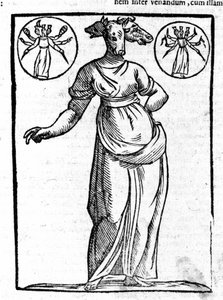 Darstellung von Hekate, griechische böse Gottheit, die an Kreuzungen errichtet wurde und normalerweise drei Köpfe hatte. Gravur aus dem 17. Jahrhundert. von Unknown artist