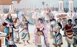Darstellung von Szene 1 des Aktes I von "Die Königin von Saba", Oper komponiert von Karl Goldmark (1830 - 1915). Chromolithographie des 19. Jahrhunderts von Unknown artist