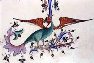 Darstellung eines Drachenflügels. Miniatur eines Manuskripts aus dem 14. Jahrhundert. Mailand, Biblioteca Nazionale Braidense von Unknown artist