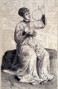 Darstellung eines Astrologen, der im 15. Jahrhundert ein Astrolabium benutzt. Gravur aus „De machinis Bellicis“ (Belagerungsmaschinen) von Unknown artist