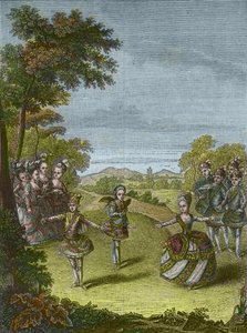 Darstellung des Balletts „Der Triumph der Liebe“ von Christoph Willibald Gluck in Schönbrunn, Wien 1865 (Gravur)