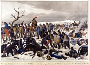 Rückzug der französischen Armee aus Moskau im Jahr 1812. Gravur aus dem 19. Jahrhundert