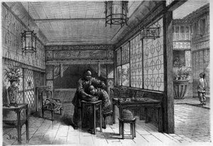 Reicher Chinese bei seinem Friseur. Gravur in „The Youth Journal“ von Unknown artist