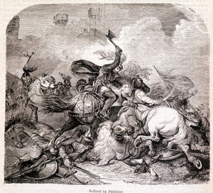 Richard in Palästina. Illustration in „Geschichte der Päpste, Könige, Königinnen, Kaiser durch die Jahrhunderte“ von Maurice Lachatre 1857
