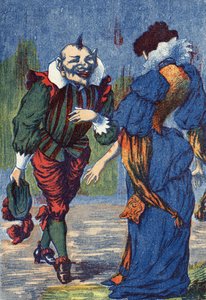 Riquet stellt sich der Prinzessin erneut vor. Illustration für „Riquet mit der Locke“, Märchen von Charles Perrault (1628-1703), französischer Schriftsteller. Anonyme Illustration. Bild von Marcel Vagne, Jarville Nancy, undatiert (spätes 19. Jahrhundert) von Unknown artist