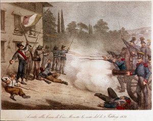 Risorgimento: Die Soldaten von Francesco IV. von Modena stürmen das Haus von Ciro Menotti in der Nacht des 03.02.1831 von Unknown artist