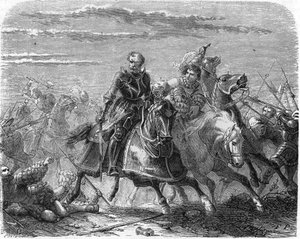 Robert von der Mark der Landsknechte, nimmt den Leichnam seines Sohnes von den Schweizern weg. Gravur des 19. Jahrhunderts von Unknown artist
