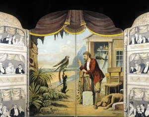 Robinson Crusoe mit seinem Papagei, circa 1890. Roman von Daniel Defoe (1660 - 1731) von Unknown artist