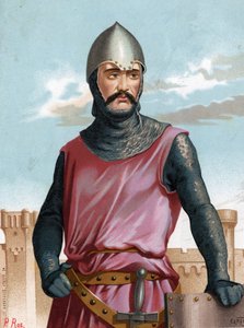 Rodrigo Díaz de Vivar, bekannt als der Cid Campeador, spanischer Held (1043-1099). Nach „Sombras y Mujeres famosas“, Barcelona 1877.
