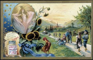 Hahn singt den Sonnenaufgang - Chromo. Liebig, Anfang 20. Jahrhundert von Unknown artist