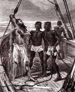 Gummitransport auf dem Maroni-Fluss, Guyana von Unknown artist