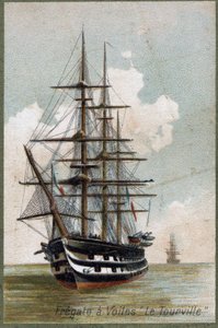 Segelfregatte Le Tourville im Jahr 1787. Chromolithographie des 19. Jahrhunderts von Unknown artist