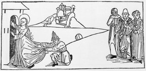 Heilige Agnes. Gravur aus „Leben der Heiligen - Sommerteil“ (Das Buch der Heiligen) von Jacobus (James) von Voragine (1228-1298). Lübeck 1488.