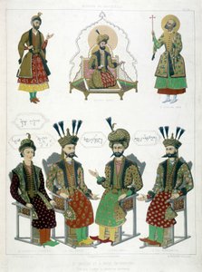 Heiliger Chalva (oben rechts) und vier georgische Könige des 16. Jahrhunderts