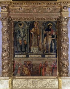 Altar von Saint Clair oder Saint Roch: St. Roch und der Knopf der Pest und St. Georg in der Mode von Heinrich III - Kirche Unserer Lieben Frau von der Himmelfahrt von Rognes