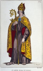Heiliger Ludwig von Toulouse oder Heiliger Ludwig von Anjou. Großneffe von Ludwig dem Heiligen (1274 bis 1297), Bischof von Toulouse. Gravur von 1830 von Unknown artist