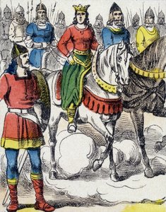 Sainte Clotilde (475-545) floh vor der Vormundschaft ihres Onkels Gondebaud, König der Burgunden (480-516), der ihre Familie ermordet hatte. von Unknown artist