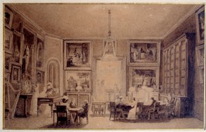 Salon der Königin von Holland Hortense de Beauharnais in Augsburg. Gravur des 19. Jahrhunderts