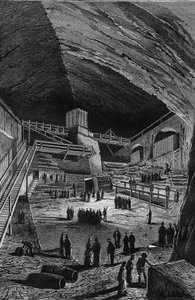 Salzminen von Wieliczka, Polen. Gravur in Nature