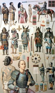 Samurai-Kostüme, Waffen und Rüstungen. 19. Jahrhundert von Unknown artist