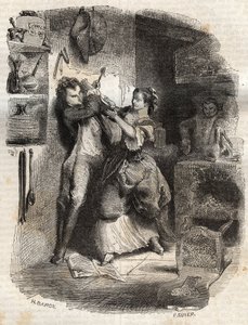 Sie beschmierte mir das Gesicht, und alles war köstlich - Illustration zu den „Bekenntnissen“ von Jean-Jacques Rousseau (1712-1778) - Gravur von 1849 von Unknown artist