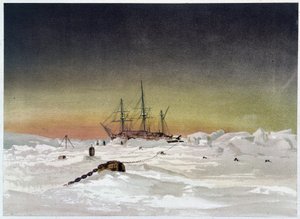 Schiff im Eis - in „The shores of the polar sea, an Arctic expedition narration“
