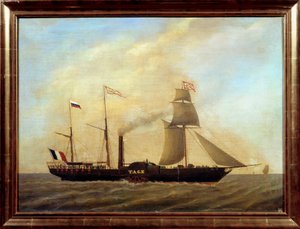 Schiff mit Klingen auf dem Fluss Tejo