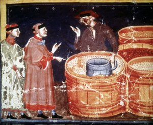 Werkstatt eines Handwerkers aus einem Miniaturmanuskript des 14. Jahrhunderts von Unknown artist