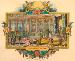 Siam-Botschafter am Hof von König Ludwig XIV. im Jahr 1686. Gravur. Privatsammlung