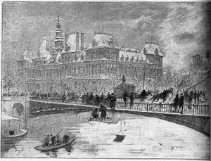 Einsturz der Brücke von Arcole in Paris 1888
