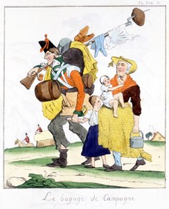 Englischer Soldat der Napoleonischen Feldzüge mit seiner Frau und seinen Kindern - in „Musée de la caricature“ von E. Jaime, ed. Delloye, Paris von Unknown artist