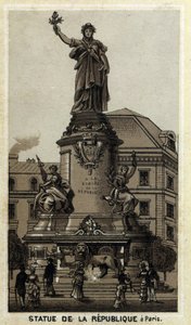 Statue der Republik, Place de la Republique in Paris. Chromolithographie aus dem späten 19. Jahrhundert. von Unknown artist