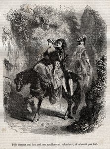 Eine Frau, die dies liest, würde mir gerne einen blasen und hätte nicht Unrecht. - Illustration für die „Bekenntnisse“ von Jean-Jacques Rousseau - Gravur von 1849 von Unknown artist