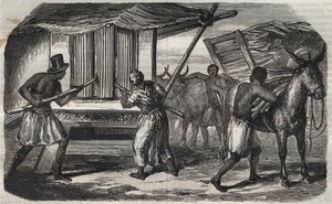Zuckerherstellung: eine Zuckerrohrmühle in einer Zuckerfabrik in Westindien. Gravur von 1859 von Unknown artist