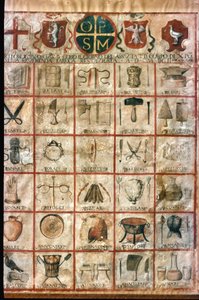 Symbole der Künste in der Stadt. Korporationstisch von Unknown artist