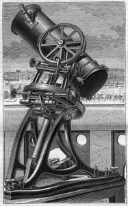 Teleskop des Trocadero-Volksobservatoriums in Paris. Gravur in 
