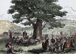 Teutonen genießen die Feiertage - Stich aus dem späten 19. Jahrhundert