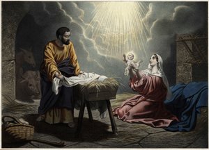 Die Geburt Christi. Anonymer Stich aus der Mitte des 19. Jahrhunderts. von Unknown artist