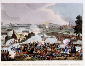 Die britische Armee in Aktion auf dem Schlachtfeld von Waterloo, 18. Juni