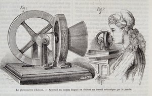 Das Edison-Phonometer - Gerät, mit dem durch Sprache mechanische Arbeit erzielt wird, in „Nature“ 1878