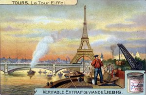 Der Eiffelturm von der Seine in Paris am Abend gesehen. von Unknown artist