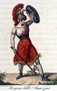 Die Königin der Amazonen. Illustration eines Opernheftes. 19. Jahrhundert