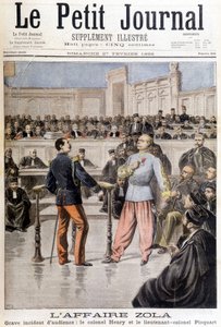 Der Fall Zola: schwerer Vorfall bei der Anhörung zwischen Oberst Hubert Henry (1846-1898) und Oberstleutnant Georges Picquart (1854-1914) - in „Le Petit Journal“ vom 27.02.1898