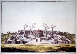 Die antike Stadt Ninive, antike Stadt von Assyrien, zeigt die imaginäre Ansicht eines assyrischen Palastes von Unknown artist