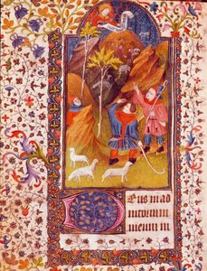 Die Verkündigung an die Hirten Miniatur aus dem Stundenbuch von Isabella von Kastilien, bekannt als Isabella I. die Katholische