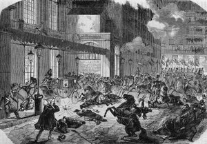 Der Angriff des italienischen Revolutionärs Felice Orsini (1819-1858) auf Napoleon III. in Paris. von Unknown artist